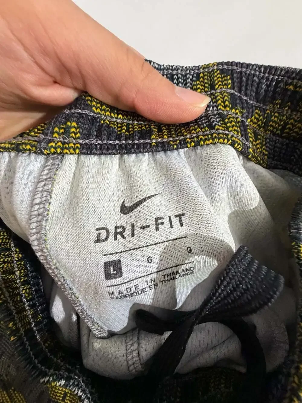 Nike Dri-Fit Shorts Camo Yellow Black Elite Basketball Mesh Mens L